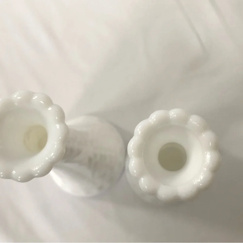 Vintage Farmhouse White Milk Glass Tall Bud Vases 9” - Set of 2 - Picture 6 of 10